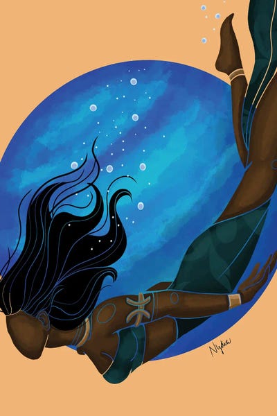 Pisces by NydiaDraws framed wall art