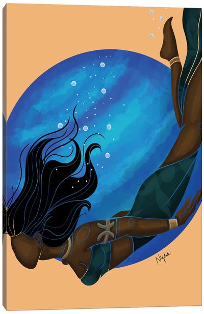 Pisces Canvas Art Print - Colored Afros Art
