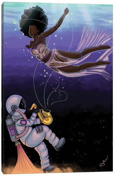 Transcendence Canvas Art Print - Colored Afros Art