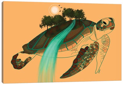 Turtle Island Canvas Art Print - Colored Afros Art