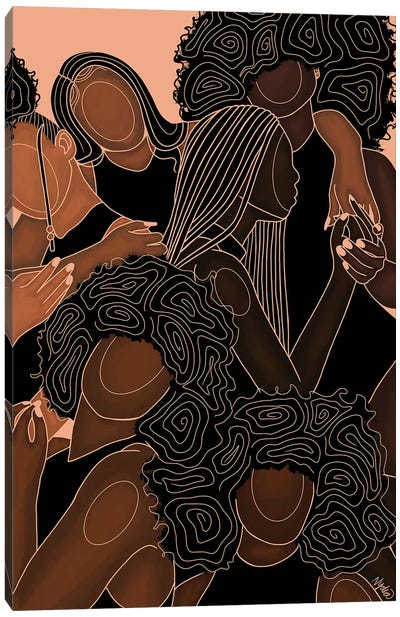 Melanin Sistas Canvas Art Print - Colored Afros Art