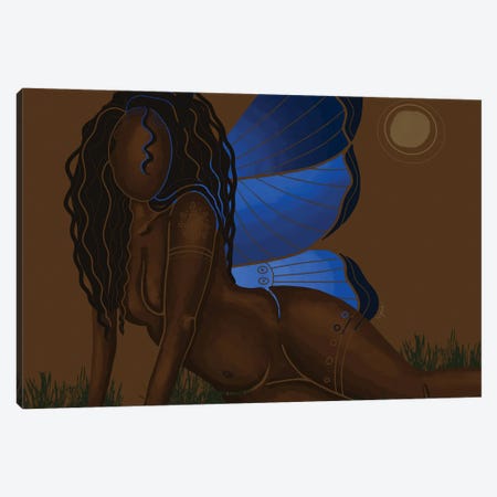 Black Butterfly Canvas Print #FRC3} by Colored Afros Art Canvas Wall Art