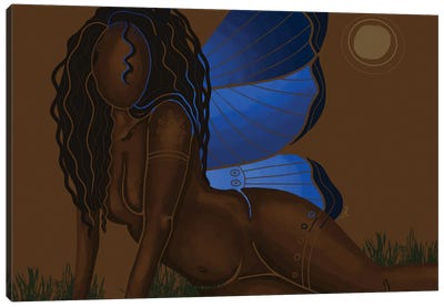 Black Butterfly Canvas Art Print - Colored Afros Art