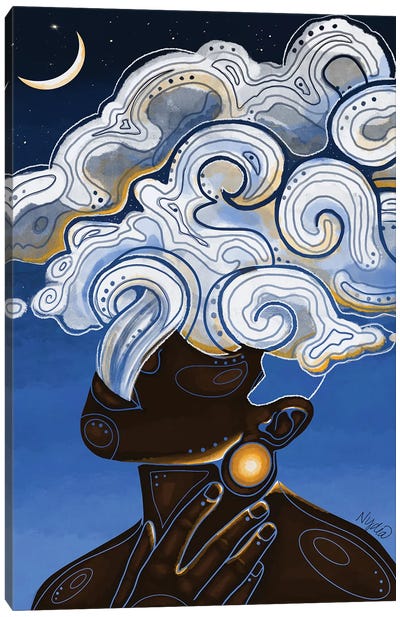 Clouded Canvas Art Print - Night Sky Art