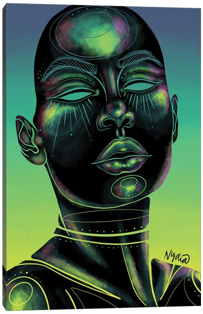 Holographic Canvas Art Print - Colored Afros Art
