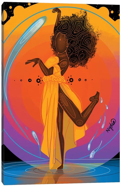 Energy Enchantress Canvas Art Print - Colored Afros Art