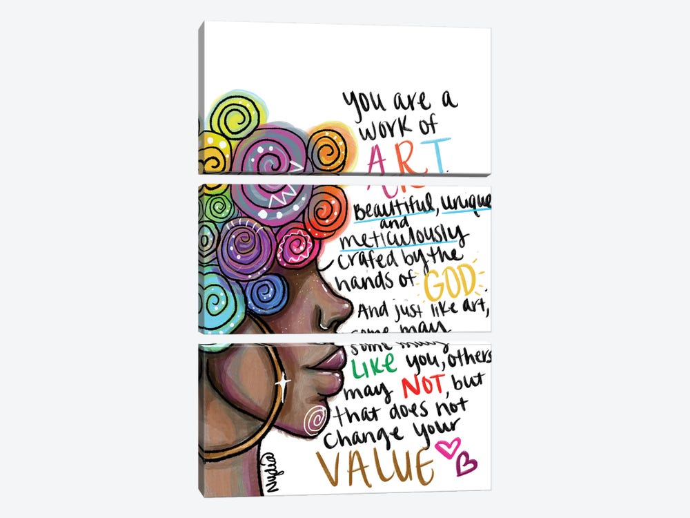 A Message by Colored Afros Art 3-piece Canvas Artwork