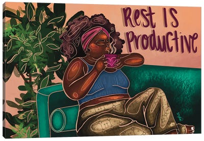 Rest Is Productive Canvas Art Print - Black Joy