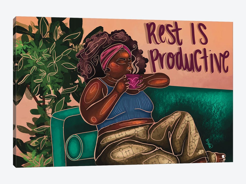 Rest Is Productive by NydiaDraws 1-piece Canvas Art