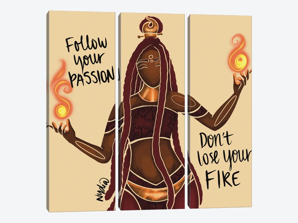 Fire by NydiaDraws 3-piece Canvas Art Print