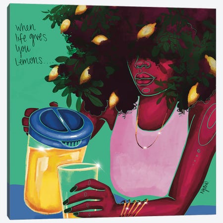 When Life Gives You Lemons Canvas Print #FRC69} by Colored Afros Art Canvas Artwork