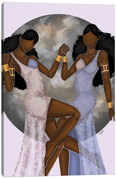 Gemini Canvas Art Print - Colored Afros Art