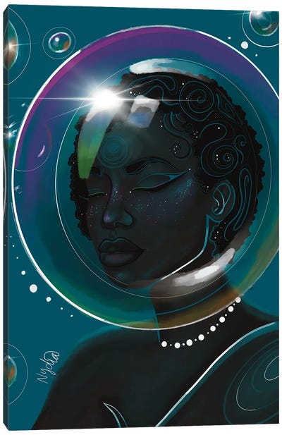 Bubbles Canvas Art Print - Afrofuturism