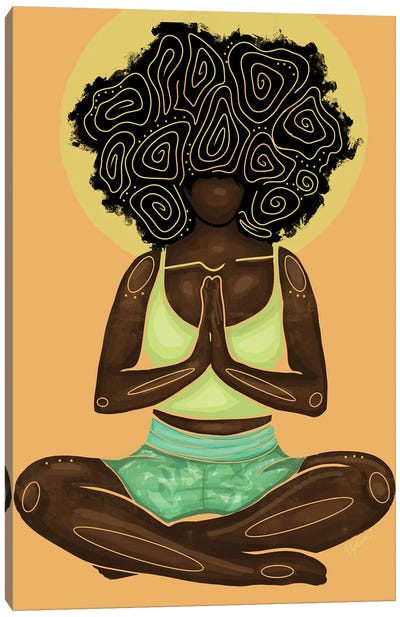 Meditation Canvas Art Print - Colored Afros Art