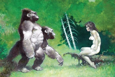 Gorillas by Frank Frazetta framed canvas print