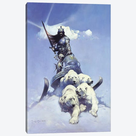 Silver Warrior Canvas Print #FRF14} by Frank Frazetta Art Print