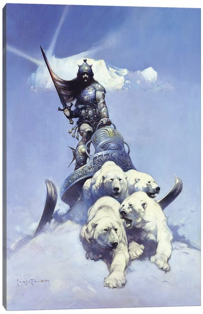 Silver Warrior Canvas Art Print - Frank Frazetta