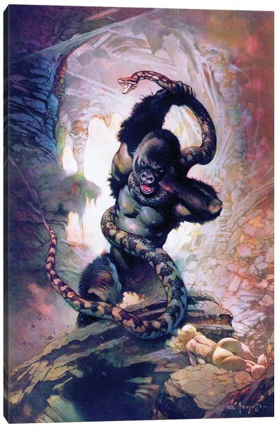 King Kong vs. Snake I Canvas Art Print - Snakes
