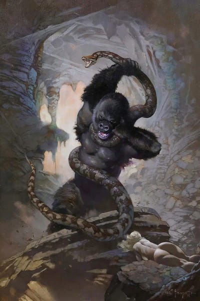 Snakes: King Kong vs. Snake I by Frank Frazetta