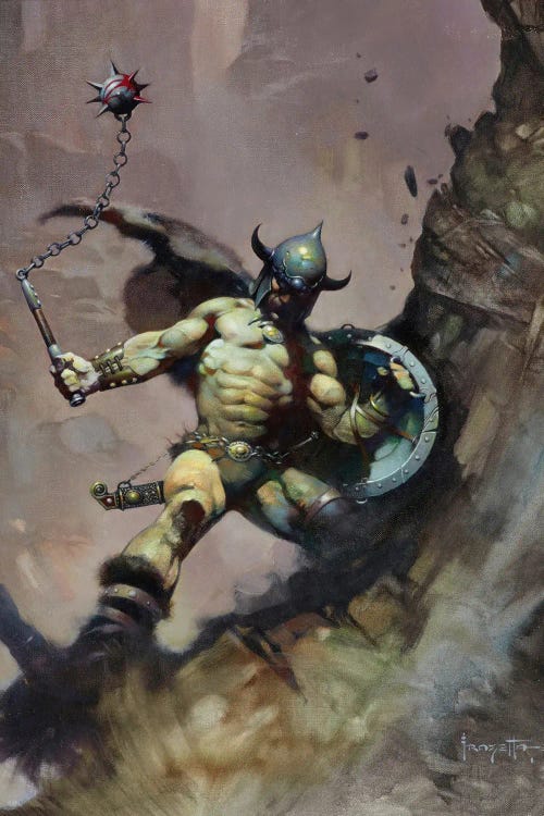 Warrior With Ball And Chain by Frank Frazetta wall art