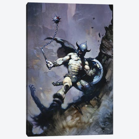 Warrior With Ball And Chain Canvas Print #FRF30} by Frank Frazetta Canvas Artwork