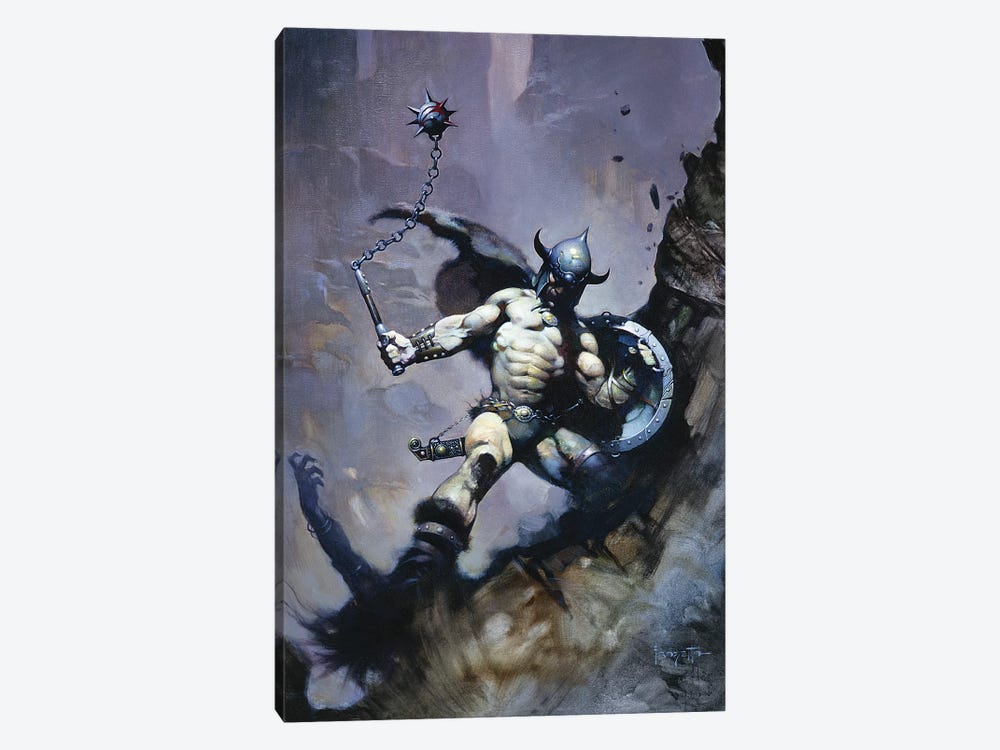 Warrior With Ball And Chain by Frank Frazetta 1-piece Canvas Art Print