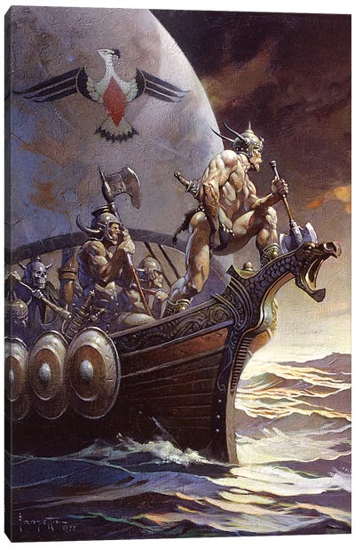 Kane On The Golden Sea Canvas Art Print - Boat Art