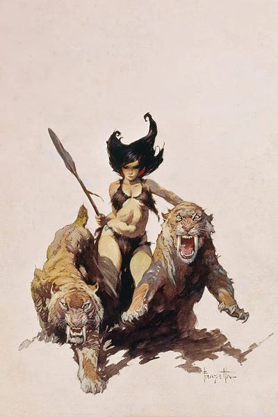 Prehistoric Animals: The Huntress by Frank Frazetta