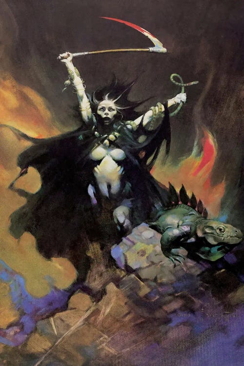 Woman With A Sythe by Frank Frazetta wall art