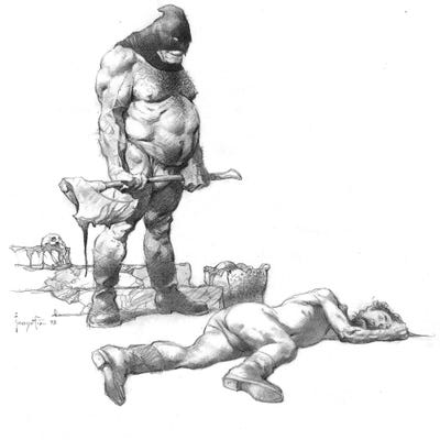 Executed by Frank Frazetta framed wall art