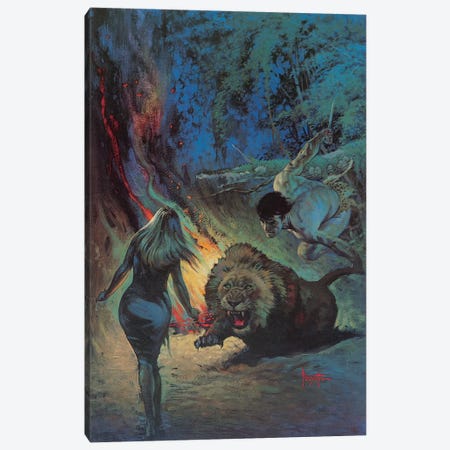 Tarzan® and the Jewels of Opar™ Canvas Print #FRF65} by Frank Frazetta Canvas Wall Art