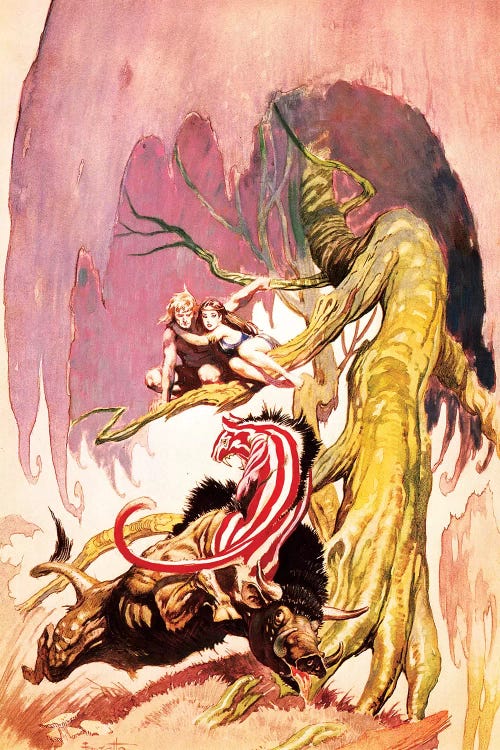 Attacked by Frank Frazetta wall art