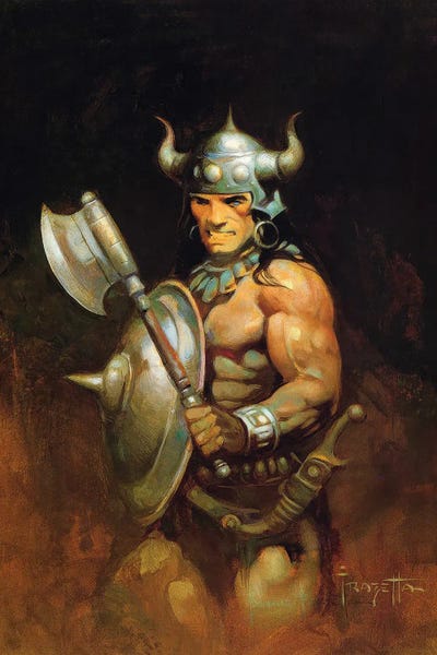 Barbarian Portrait by Frank Frazetta framed wall art