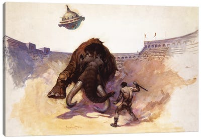 Mastodon Canvas Art Print - Prehistoric Animal Art