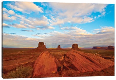 USA, Arizona-Utah border. Monument Valley, The Mittens and Merrick Butte. Canvas Art Print - Valley Art