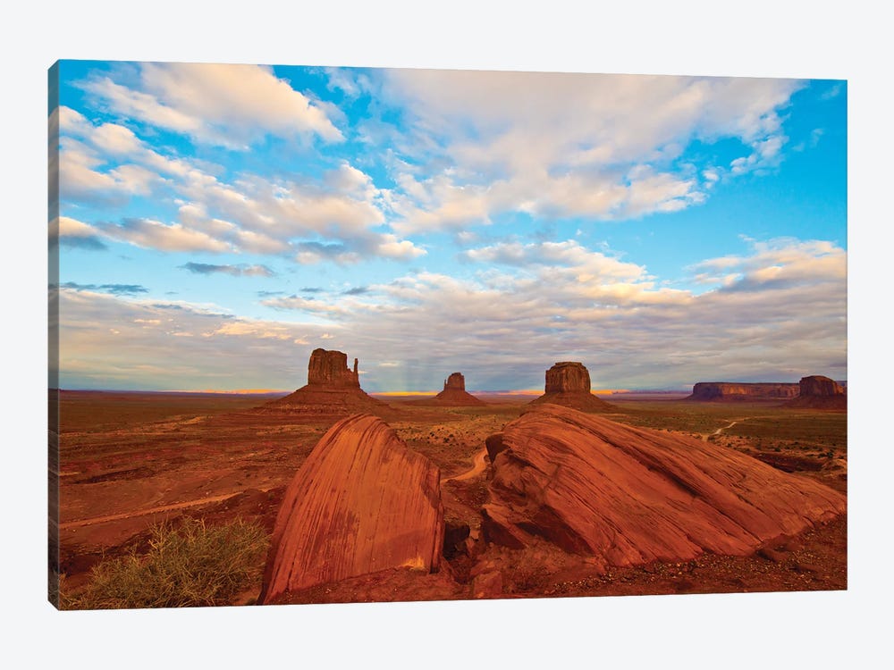 USA, Arizona-Utah border. Monument Valley, The Mittens and Merrick Butte. by Bernard Friel 1-piece Canvas Art Print