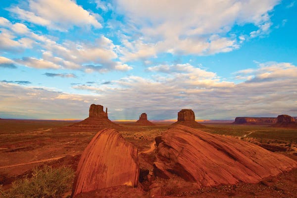 Utah: USA, Arizona-Utah border. Monument Valley, The Mittens and Merrick Butte. by Bernard Friel