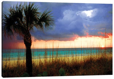 Cloudy Sunset, Siesta Key, Sarasota County, Florida, USA Canvas Art Print - Sunrises & Sunsets Scenic Photography