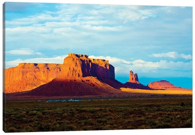 USA, Arizona-Utah border. Monument Valley, Sentinel Mesa and Castle Rock. Canvas Art Print - Valley Art