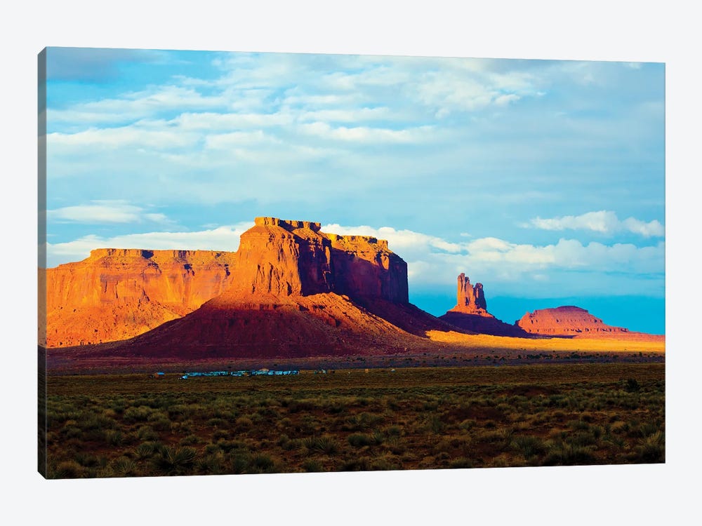 USA, Arizona-Utah border. Monument Valley, Sentinel Mesa and Castle Rock. by Bernard Friel 1-piece Canvas Print