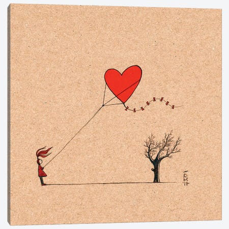 Heart Kite Canvas Print #FRK15} by Friederike Ablang Canvas Artwork