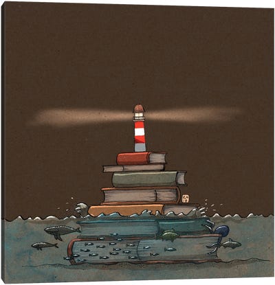 Lighthouse Booktower Canvas Art Print - Friederike Ablang