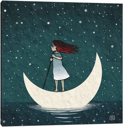 Moon Boat Canvas Art Print - Friederike Ablang