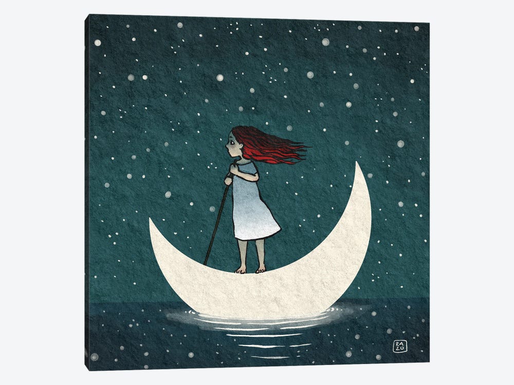 Moon Boat by Friederike Ablang 1-piece Canvas Art