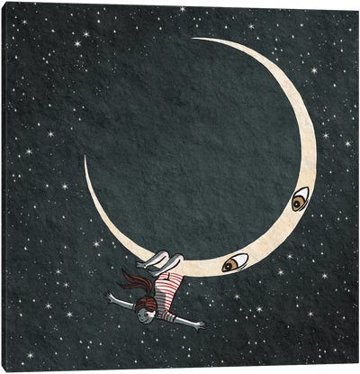 Moon Fishing Canvas Art Print - Friederike Ablang