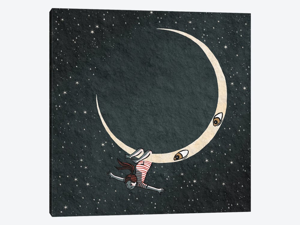 Moon Fishing by Friederike Ablang 1-piece Canvas Artwork