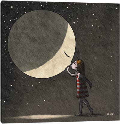 Moon Kissing Canvas Art Print - Friederike Ablang