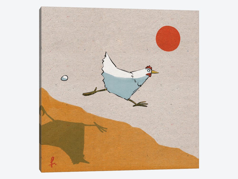 Chicken Run by Friederike Ablang 1-piece Canvas Artwork