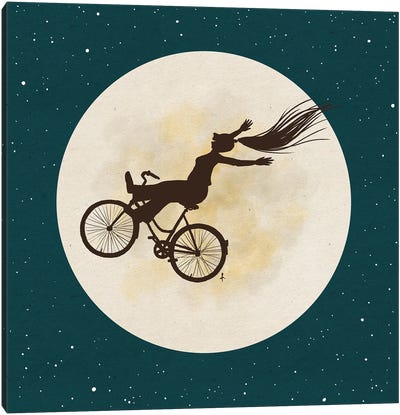 Bike The Moon Canvas Art Print - Friederike Ablang