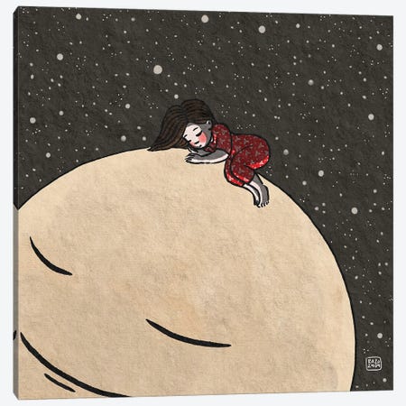 Sleeping On The Moon Canvas Print #FRK40} by Friederike Ablang Canvas Artwork